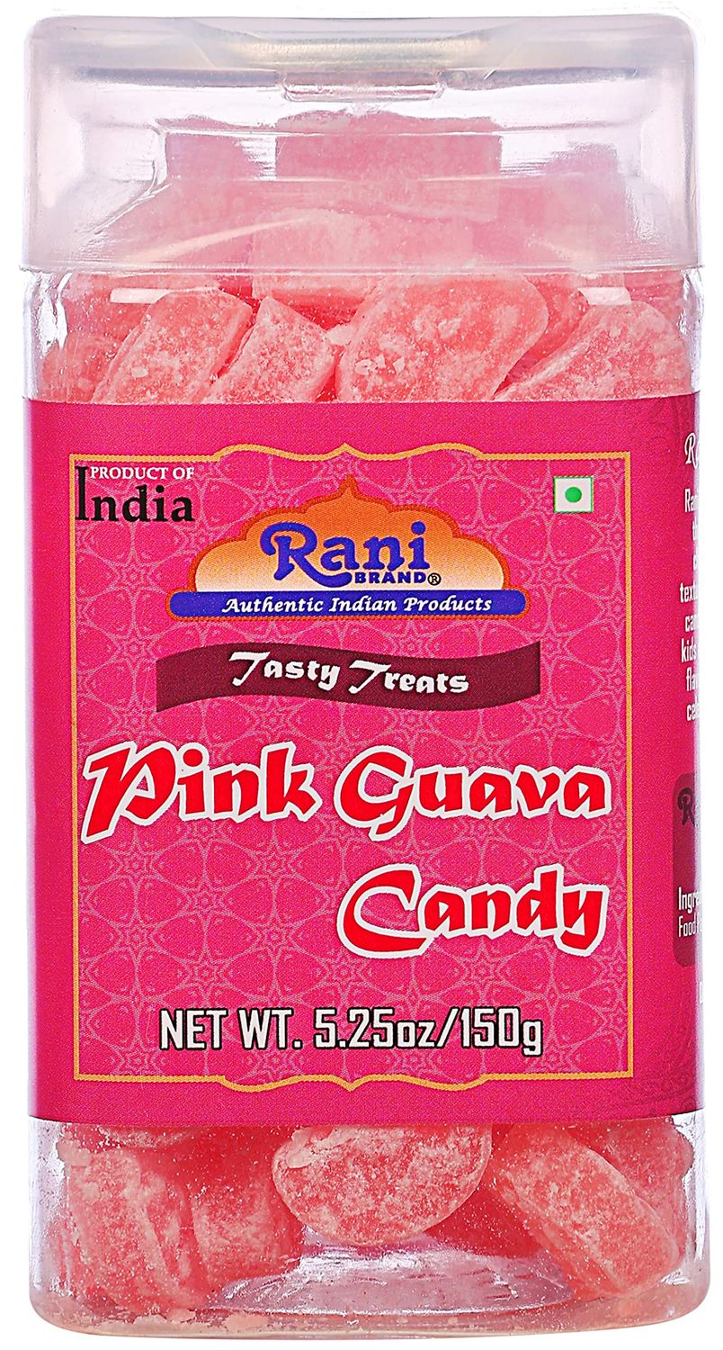 Rani Pink Guava Candy 5.25oz (150g) Vacuum Sealed, Easy Open Top, Resealable Container Indian Tasty Treats | Vegan | Gluten Friendly | NON-GMO | Indian Origin
