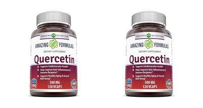 Amazing Formulas Quercetin 500 Mg, 120 VCaps - Dietary Supplement, Vegan Capsules, Non-GMO, Gluten Free - Optimal With A Balanced Diet and Regular Exercise