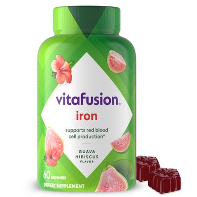 Vitafusion Iron Gummy Vitamin Supplement, Supports Red Blood Cell Production, Guava Hibiscus Flavor, 30 Servings, 60 Count