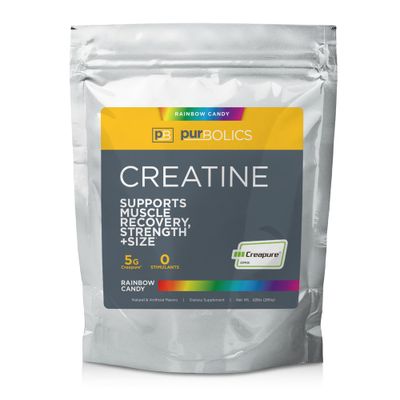 Purbolics Creapure Creatine Monohydrate, Micronized Creatine 5g, Elevate Workout Performance and Recovery, Build Strength, Enhance Pumps (50 Servings, Rainbow Candy)