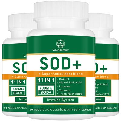 VITACRLLYNMN 700MG Sod Superoxide Dismutase Supplement - High Potency Antioxidant Supplement for Cellular Health - 180 Capsules