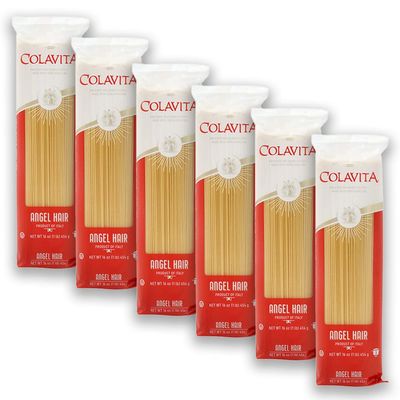 Colavita Capellini Pasta - Pack of 6 (1lb Bags) - Authentic Italian Angel Hair Pasta Made with 100 Durum Wheat Semolina - Perfect for Light Sauces, Soups, and Gourmet Dishes