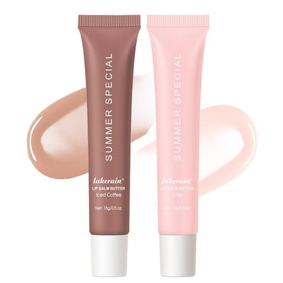 2Pcs Summer Tinted Lip Butter Balm - Ultra-Hydrating, Nourishing Lip Care with Natural Ingredients, Soothes &amp; Softens Dry Lips, Birthday Cake with Slight Shine (CoffeeCake, 2Pcs)