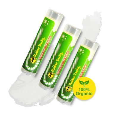 Rubber Ducky Carefree Natural Organic Lip Balm - Instant Hydration &amp; Lip Moisturizer for Very Dry Lips - Vanilla Mint Lip Balm Flavor with Vitamin E - Vegan, Certified Organic Lip Care - 3 Pack