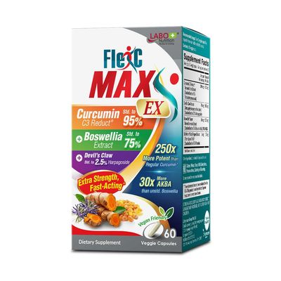LABO Nutrition FlexC MAX EX with Turmeric Curcumin C3 Reduct 95 Tetrahydrocurcuminoids, Bioperine, Boswellia Extract &amp; Devils Claw, Effective Antioxidation, Joint &amp; Body Discomfort Relief