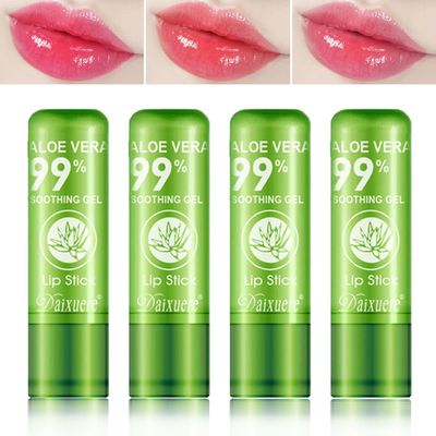 WENJLYJ 4 PCS Aloe Vera Lipstick,Magic Temperature Color Changing Lip Gloss Set,Long-lasting Nutritious Waterproof Lip Balm Moisturizing Lipstick Lip Makeup Kits for Women
