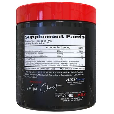 Insane Labz I am God Pre Workout, High Stim Pre Workout Powder Loaded with Creatine and DMAE Bitartrate Fueled by AMPiberry, Energy Focus Endurance Muscle Growth,25 Srvgs, Apple