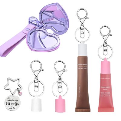 GRTWEEL Keychain Cap Compatible with Summer Fridays 0.5 Oz Lip Balm &amp; LANGIGE 0.35 oz Lip Balm &amp; ELF Reviver Melting, Portable Key Chain Cap with Mirror