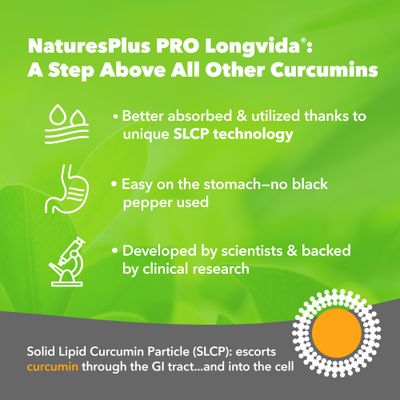 Natures Plus PRO Longvida Curcumin 500 mg - 60 Capsules - Promotes Healthy Free Radical Protection - Non-GMO, Vegan &amp; Gluten Free - 60 Servings