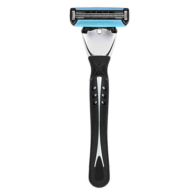 Amazon Basics 3-Blade Motion Sphere Razor for Men with Dual Lubrication, Handle &amp; 20 Cartridges, Cartridges fit Amazon Basics Razor Handles only, 21 Piece Set, Black (Previously Solimo)