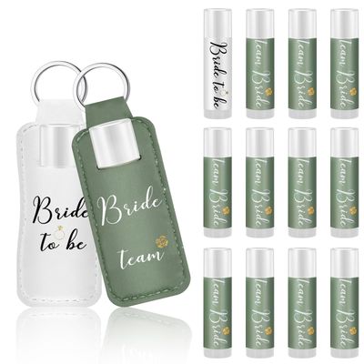 Dansib 24 Pack Wedding Lipstick 11 Pack Sage Green Lip Balm 1 Pcs White Bride Lip Balm with Pouch Bachelorette Party Supplies Wedding Gifts Bride Bridesmaid Friend Accessory Gift