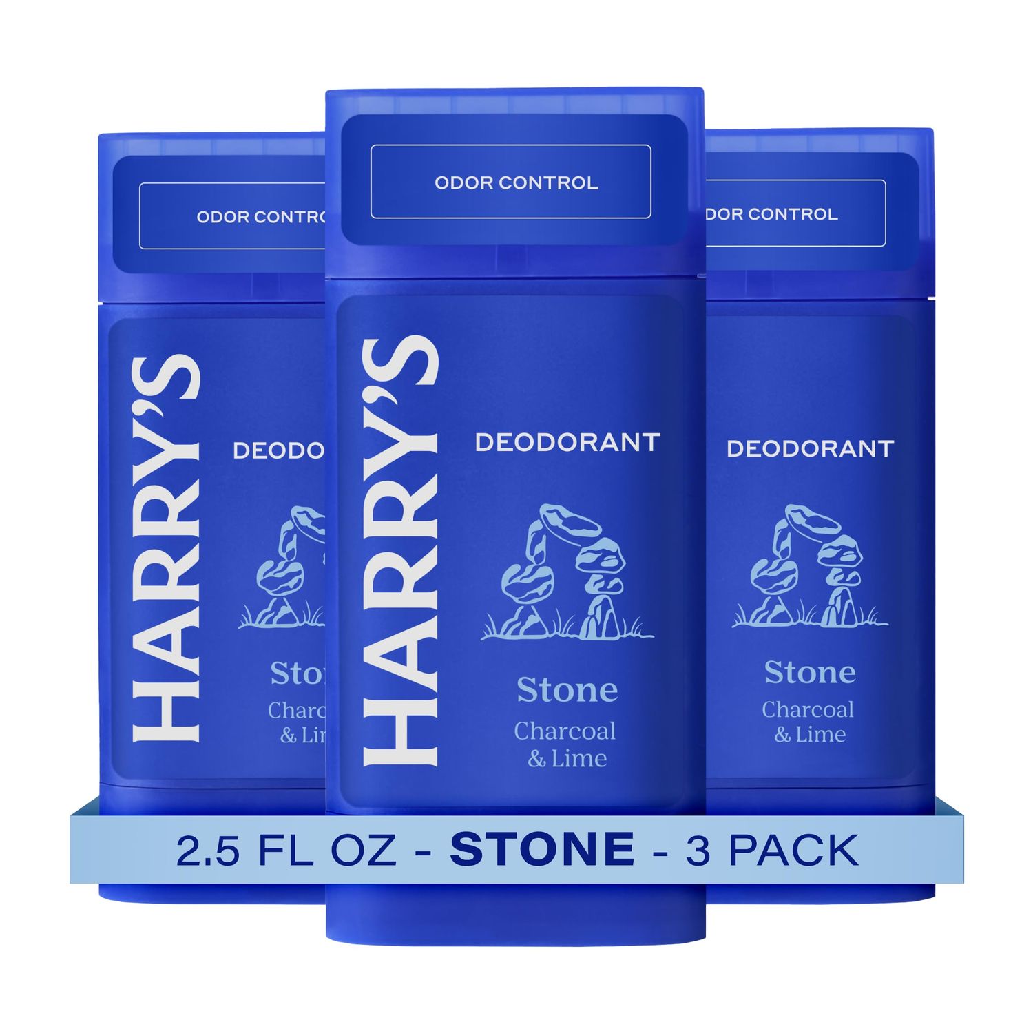 Harry&#39;s Aluminum Free Deodorant for Men - Odor Control, Stone Scent, 2.5 Oz, 3-Pack, Men&#39;s Deodorant