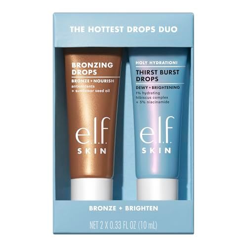 e.l.f. SKIN The Hottest Drops Duo, Holy Hydration! Thirst Burst &amp; Bronzing Skincare Set, For A Dewy, Sun-Kissed Look, Vegan &amp; Cruelty-Free