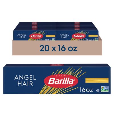 Barilla Angel Hair Pasta, 16 oz. Box (Pack of 20) - Non-GMO &amp; Made with Durum Wheat Semolina - Kosher Certified