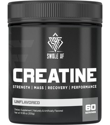 Swole AF | CREATINE Mono | Pre &amp; Post Workout for Muscle Gain Endurance &amp; Recovery | Dietary Supplement to Improve Strength Power Performance &amp; Muscle Growth