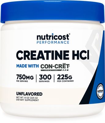 Nutricost Creatine HCl Powder (8 OZ) - Made with CON-CRET Creatine, 300 Servings