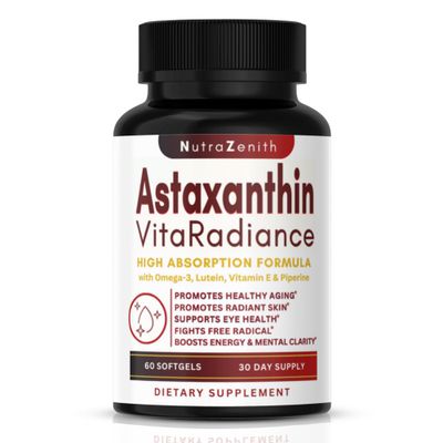 Astaxanthin Supplement with Omega-3, Vitamin E &amp; Lutein - 60 Capsules for Super Antioxidant Support, Energy Boost, Mental Clarity &amp; Eye/Skin Care - Triple-Action Formula (Powerful Antioxidant Complex)