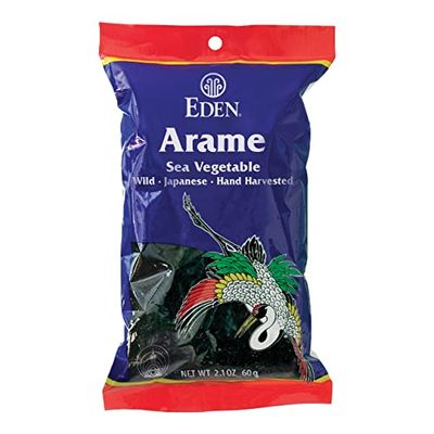 Eden Arame, Japanese Wild Sea Vegetable, Natural Seaweed, Hand Harvested, Chopped, Cooked, and Sun-Dried, Japan, 2.1 oz