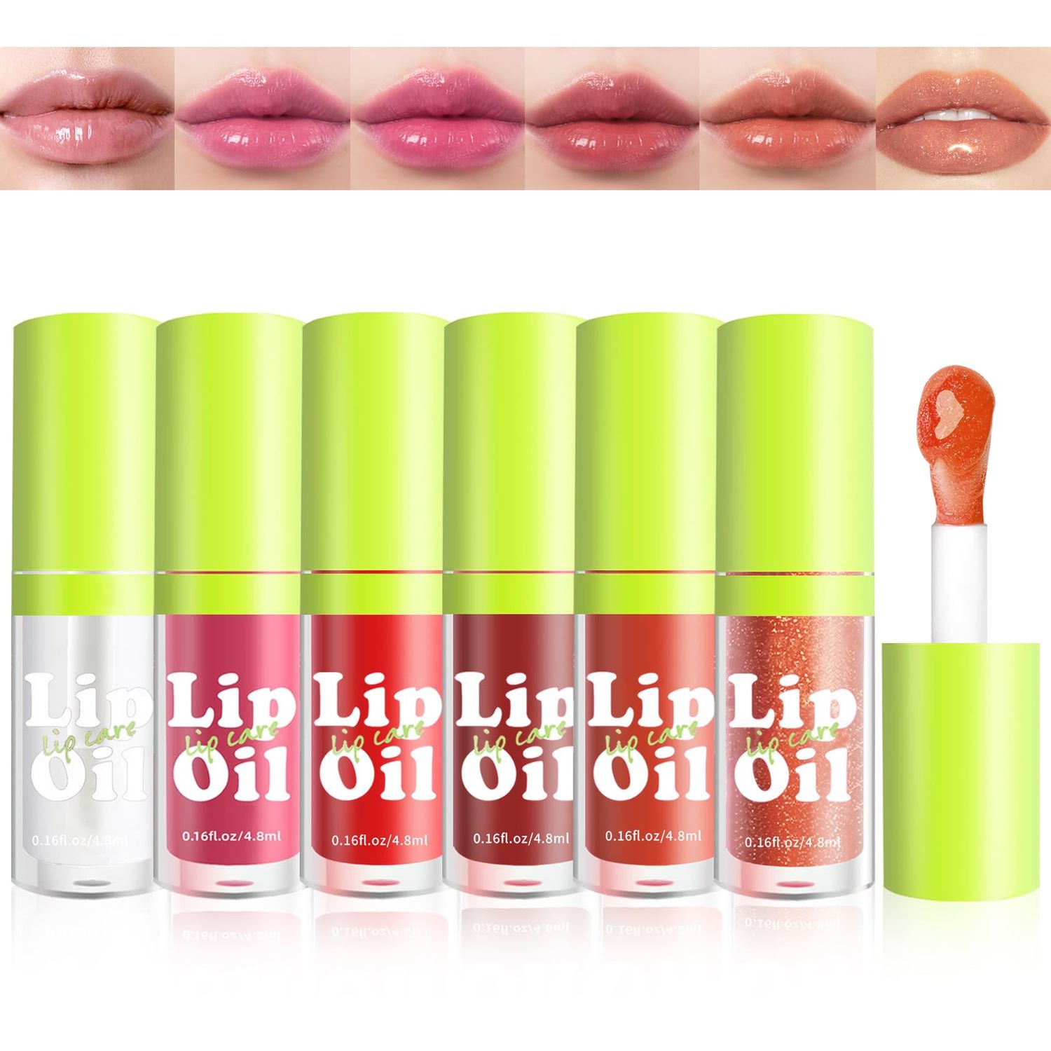 AOAZXBB 6PCS Lip Oil Hydrating Lip Gloss Oil Tinted Plumping Lip Oil Set,Long Lasting Moisturizing Non-sticky Lip Glow Oil