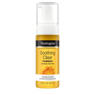 Neutrogena Soothing Clear Calming Mousse Facial Cleanser with Soothing &amp; Calming Turmeric, Gentle Face Wash for Acne-Prone Skin, Paraben-Free, Oil-Free, Not Tested on Animals, 5 fl. oz