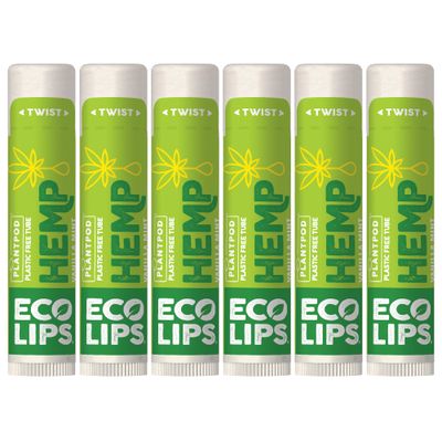 Eco Lips Organic Hemp Lip Balm with Beeswax, Coconut Oil, Vitamin E. Best Lip Balm to Soothe &amp; Moisturize Dry, Chapped Lips (Vanilla Mint, 6-Pack)
