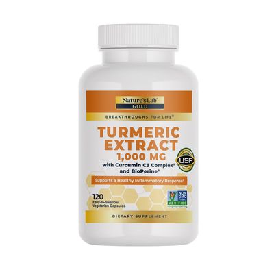 Nature&#39;s Lab Turmeric Curcumin C3 Complex 1000mg - Turmeric Extract 1000mg &amp; BioPerine 5mg Standardized to 95, Promotes Cardiovascular, Immune, Joint, Skin Health - 120 Capsules (60 Day Supply)