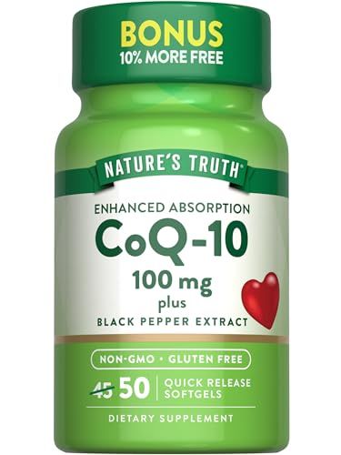 Nature&#39;s Truth CoQ10 100mg | 50 Softgels | Plus Black Pepper Extract | Non-GMO and Gluten Free Supplement
