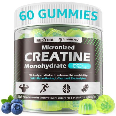 Creatine Monohydrate Filled Gummies for Men &amp; Women - Micronized Creatine Monohydrate 5000mg | w/ L-Alanine, Taurine, Electrolytes | Pre Workout Gummies for Muscle Strength &amp; Energy Boost, 60 Counts