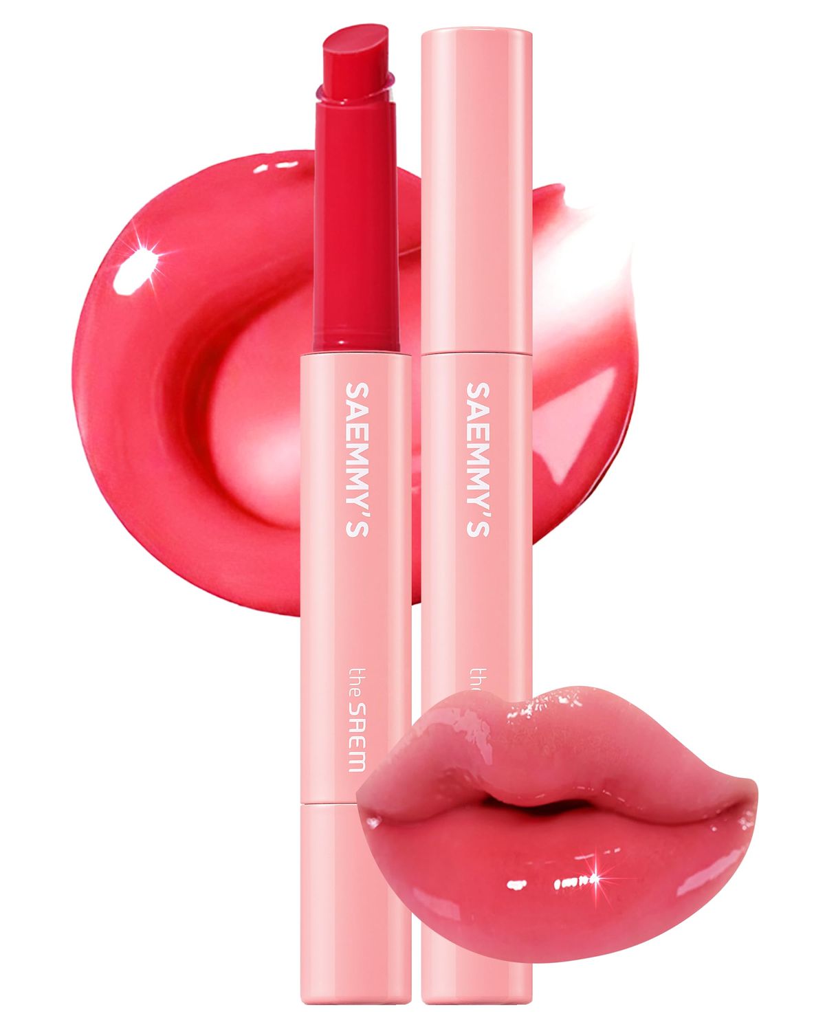 THESAEM Saemmy&#39;s Syrup Shot Melting Balm - Plumping Lip GLoss Lipstick for Glazed Shine Lips - Korean Lip Makeup - Long Lasting Moisturizing, 0.06oz. (01 Apple Shower)