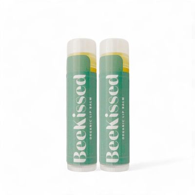BeeKissed USDA Organic Lip Balm, Eucalyptus Mint with SPF 15, Beeswax, Coconut Oil, Vitamin E &amp; Aloe Vera, 2-Pack (0.15 oz each)