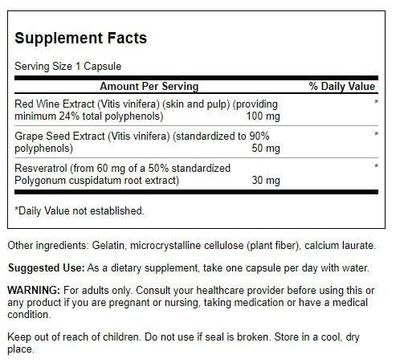 Swanson Resveratrol Complex - Herbal Supplement Promoting Cardiovascular Health &amp; Protection - Natural Formula Promoting Natural Health &amp; Wellness - (60 Capsules)