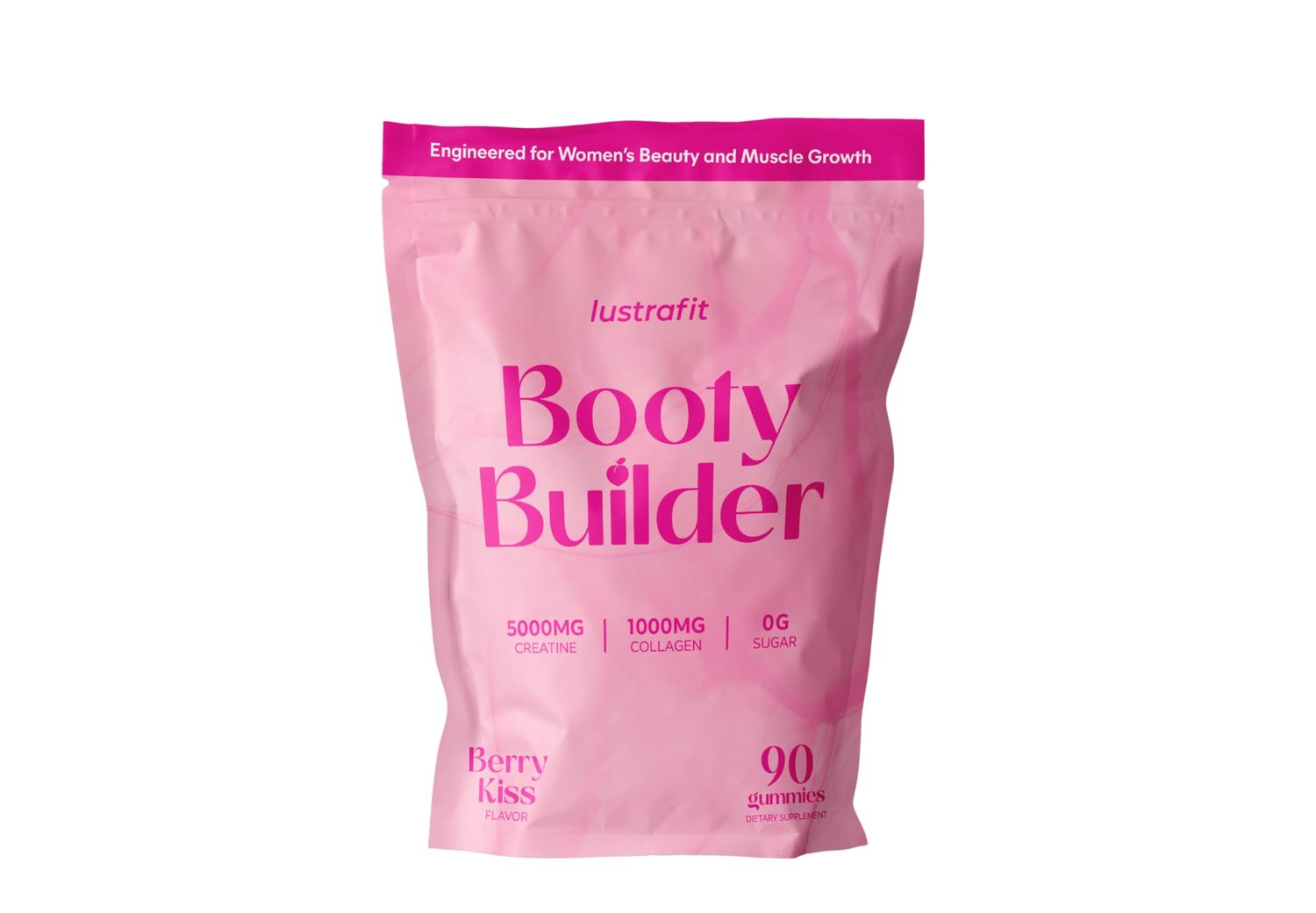 Lustrafit Booty Gummies - Booty &amp; Glute Builder - Creatine Gummies with Collagen for Women - 5000mg Creatine, 1000mg Collagen | Sugar-Free | glute and Glow Berry Kiss Flavor | Collagen Gummies