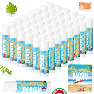 Dansib 48 Pcs SPF 30 Sunscreen Lip Balms Bulk Outdoor Travel Size Sunscreen Care Lip Balm Sticks for Beach Summer Party Supplies