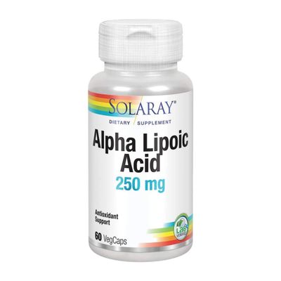 SOLARAY Alpha Lipoic Acid 250 mg - 60 VegCaps - Healthy Antioxidant Activity &amp; Energy Support - Non-GMO &amp; Vegan