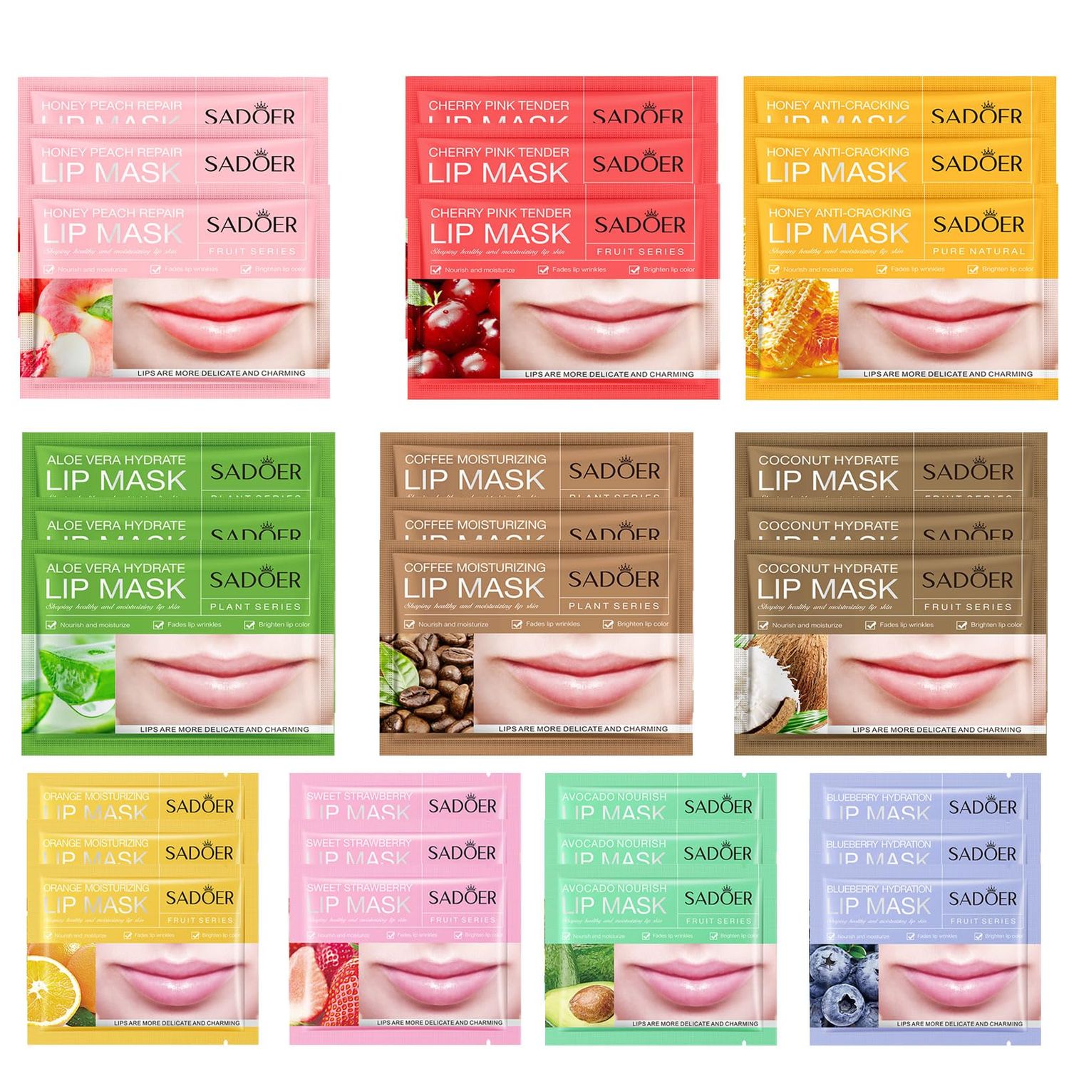 YiJiaBa 30PCS Moisturizing Lip Masks Set, Crystal Lips Care Gel Pads Mask Bulk for Moisturizing &amp; Reducing Wrinkle, Lips Patches Let Your Lip Smoothing, Women Daily Skin care