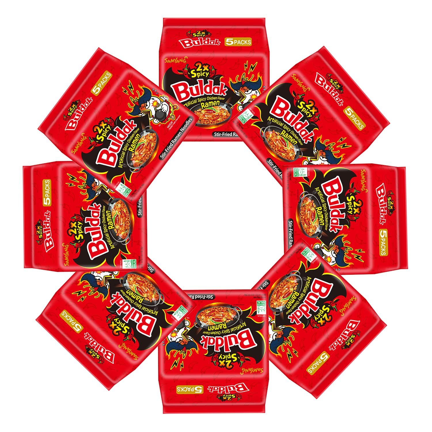 Samyang Buldak Ramen,Spicy Noodles,Stir Fried Ramen Noodles,2X Spicy,40 Packs in 1 Box