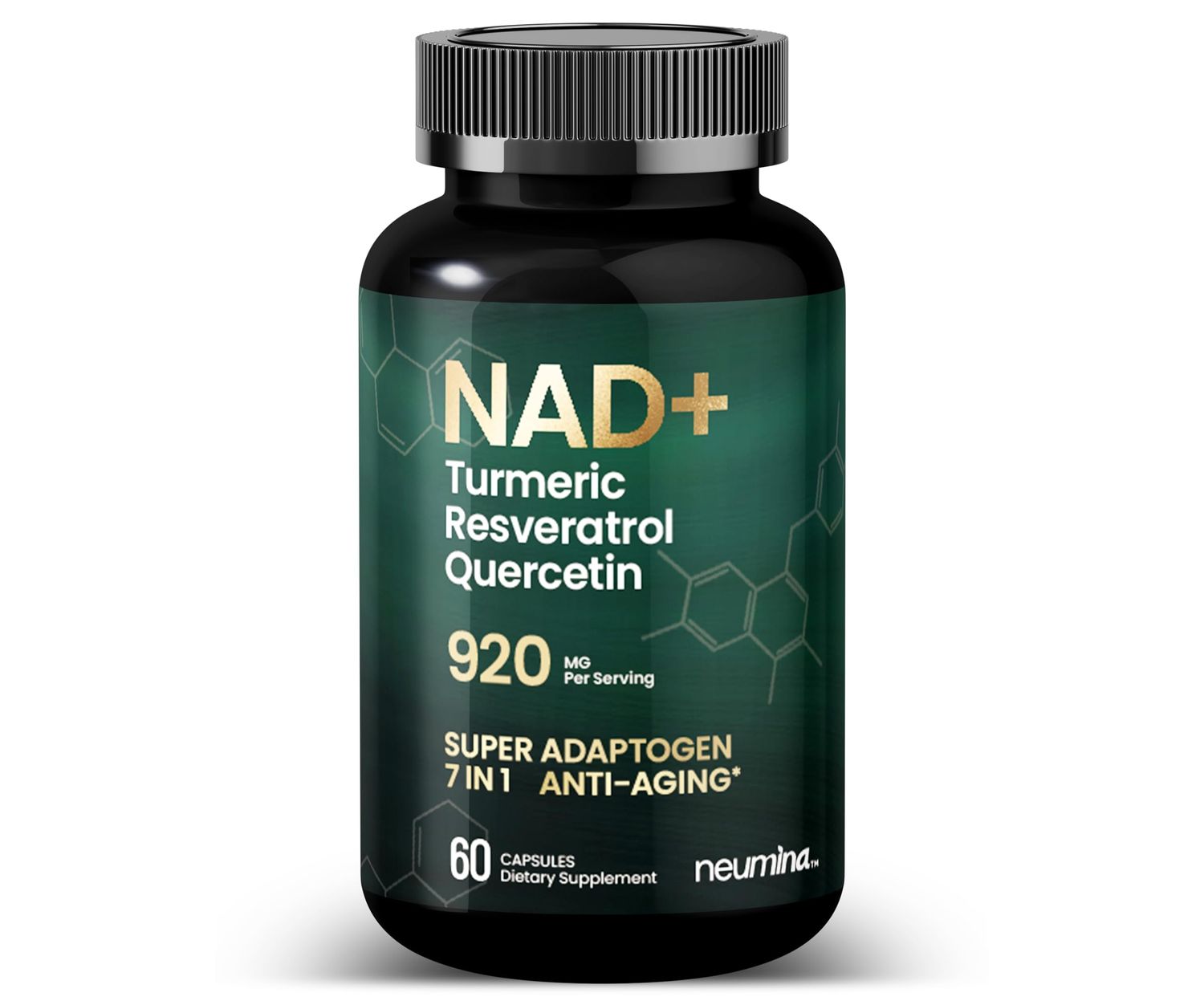 NEUMINA NAD Supplement 60 Capsules - Anti-Aging Complex with Resveratrol, Turmeric, Quercetin, Biotin for Cellular Energy, Skin Health | Non-GMO, Pure &amp; Made in USA