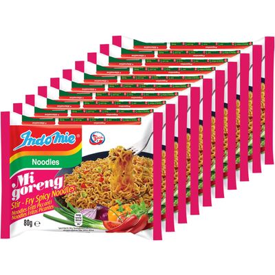 Indomie Mi Goreng Instant Stir Fry Noodles, Halal Certified, Hot &amp; Spicy / Pedas Flavor, 3 Ounce (Pack of 10)