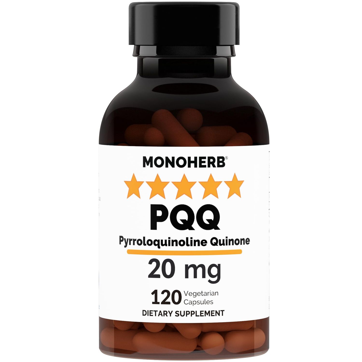 MONOHERB PQQ 20 milligrams - PQQ Supplement, Pyrroloquinoline Quinone, 120 Capsules