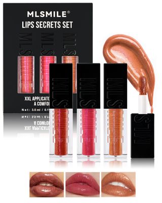 3 Colors Glitter Lip Oil Gloss Set, Hydrating Non-Sticky Lip Glow Oil Plumping Lip Gloss Long Lasting High Shine Shimmer Liquid Lipstick Tinted Lip Balm Gloss for Women Dry Lips Care -Set B