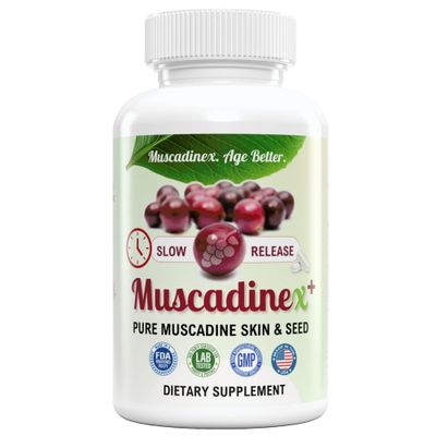 USA Muscadine Quercetin, Ellagic Acid, Resveratrol, Myricetin, Kaempferol &amp; BioPerine - Time Release Capsules for Extra Bioavailability - Vegan - Non GMO - Gluten Free - Made in USA