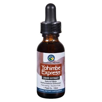 Amazing Herbs Yogimbe Express - Performance Enhancer, 100 Pure Yohimbe Bark Alcohol Free Liquid Extract, Herbal Dietary Supplement - 1 Fl Oz (Pack of 1)