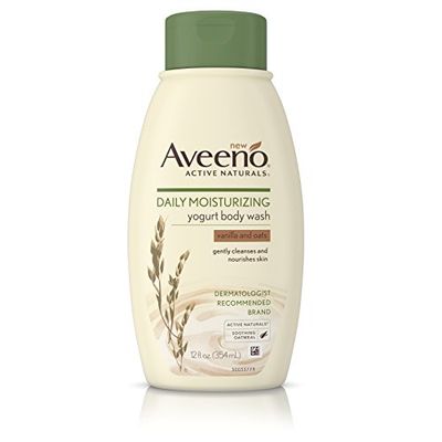 Aveeno Daily Moisturizing Yogurt Body Wash for Dry Skin with Soothing Oat &amp; Vanilla Scent, Gentle Body Cleanser, 12 fl. oz (Pack of 3)