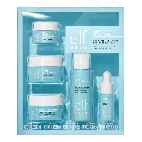 e.l.f. SKIN Holy Hydration! Hydrated Ever After Skincare Mini Kit, Cleanser, Makeup Remover, Moisturiser &amp; Eye Cream For Hydrating Skin, Airplane-Friendly Sizes