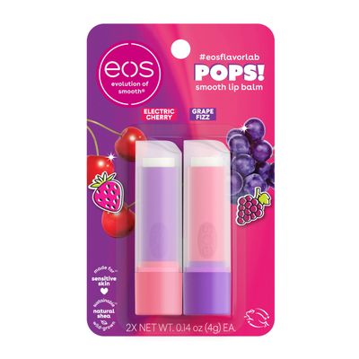 eos FlavorLab Pops! Lip Balm- Electric Cherry &amp; Grape Fizz, Limited-Edition, 0.14 oz, 2-Pack