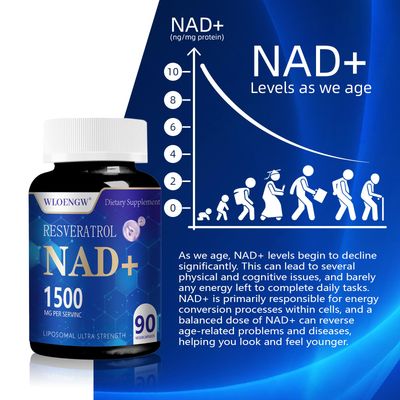 Wloengw New NAD Supplement - Liposomal NAD Supplement with Resveratrol 90 Count 1500MG