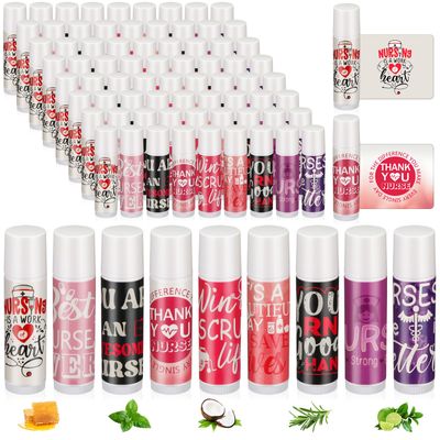 Dimsile 72 Sets 2025 CNA Week Gifts Bulk Lip Balm Party Nurse Appreciation Gifts with Bag and Card Thank you Nursing Favors for Nurse Coworker Staff Assistant Dental, 9 Styles