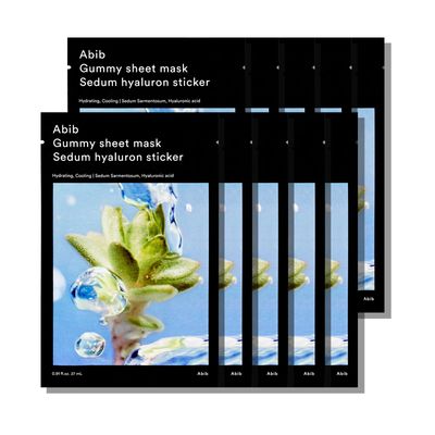 Abib Gummy Sheet Mask Sedum Hyaluron Sticker (10 sheets) I Hydrating Face Sheet Mask with Hyaluronic Acid &amp; Sedum, 10-Minute Cooling &amp; Soothing, for Dry &amp; Sensitive Skin