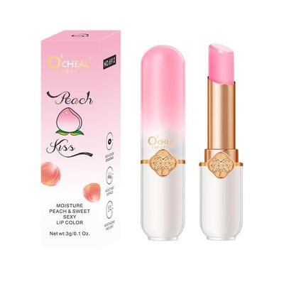 O&#39;CHEAL Color Fruit Lipstick Peach Temperature Changing Lip balm Moisturizing Waterproof Long Lasting Moisturizes Lip Balm