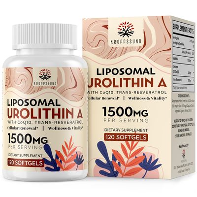 Kroppssund Liposomal Urolithin A Supplement 1500 mg CoQ10 Trans-Resveratrol, - 120 Softgels